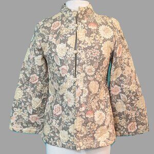 Jana Vintage Floral Quilted Asian Jacket Size M Preowned